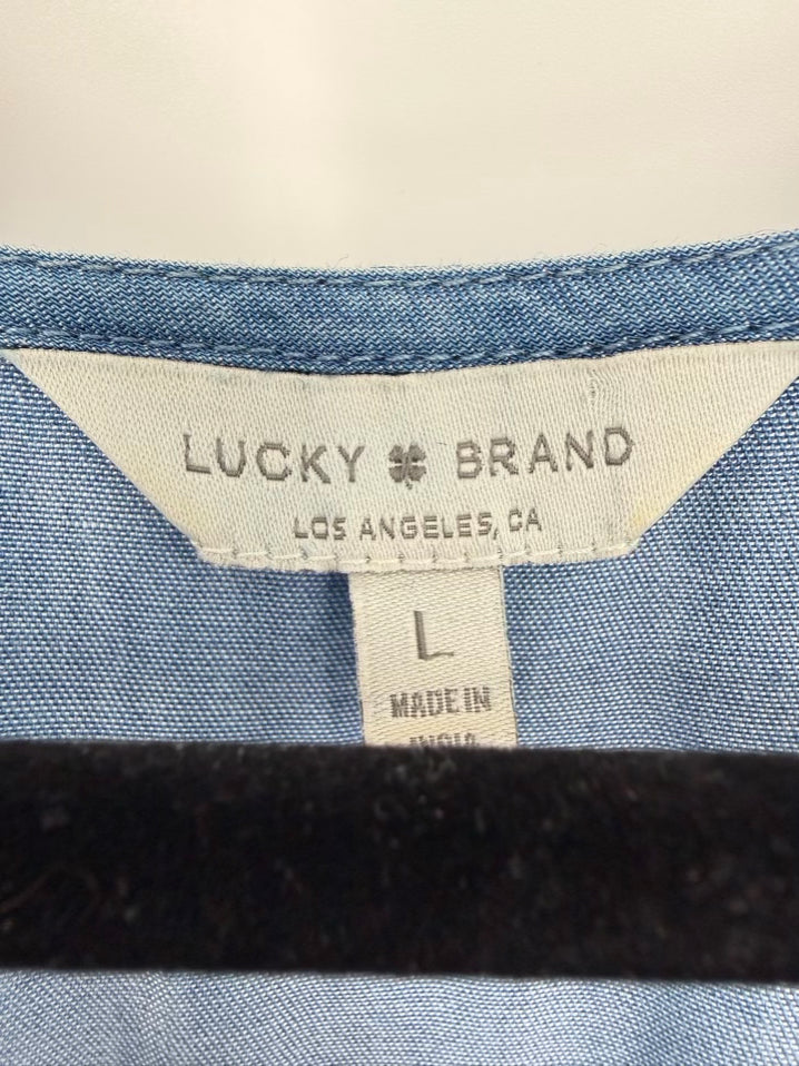 LUCKY BRAND Size L Blue Chambray Dress