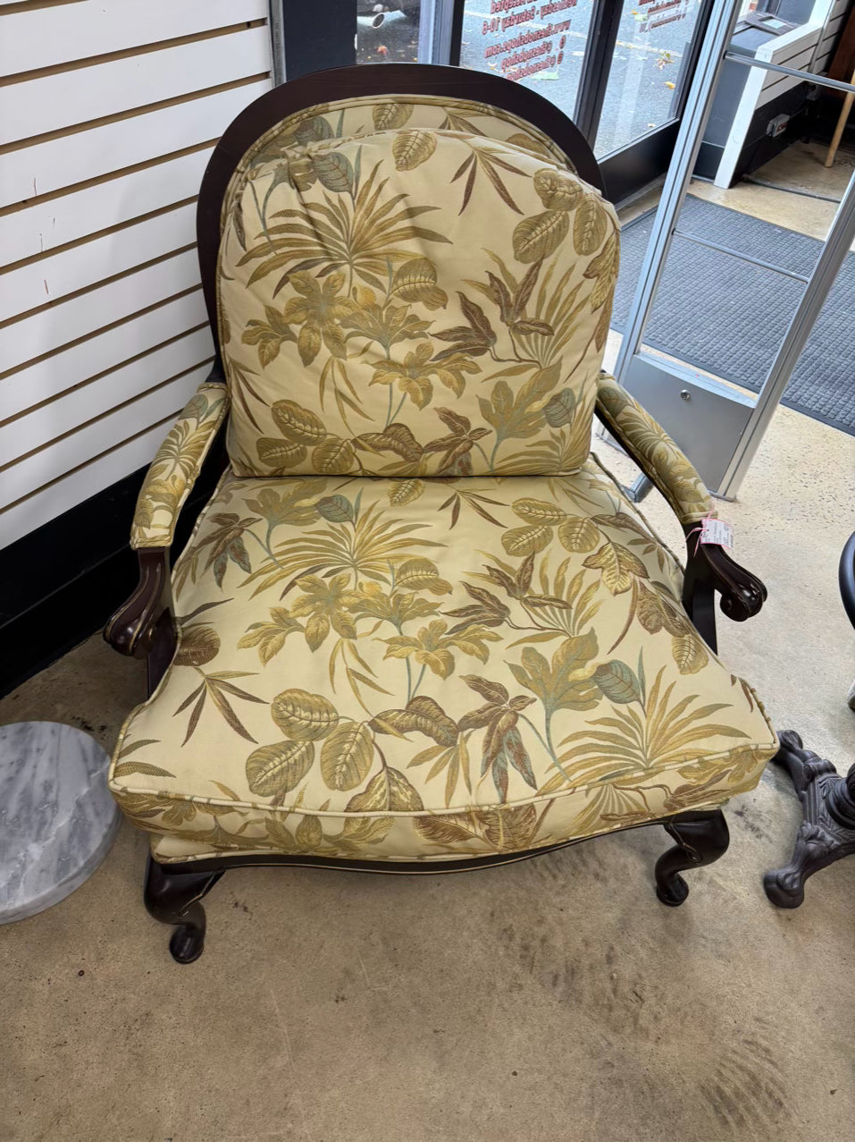 Cream & Gold Leaves Upholstered Louis XV Chair