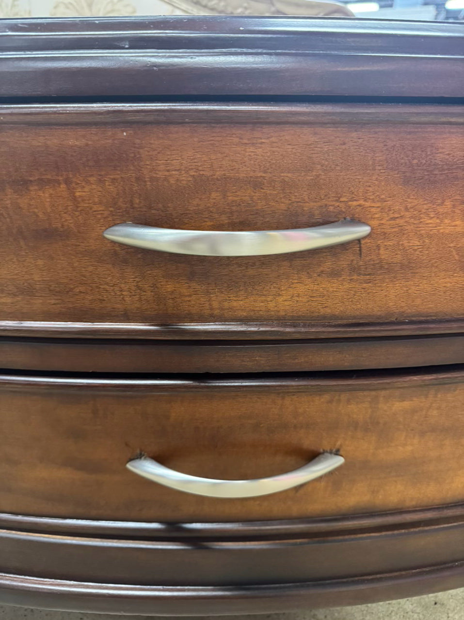 Oval Wood 2-Drawer Coffee Table