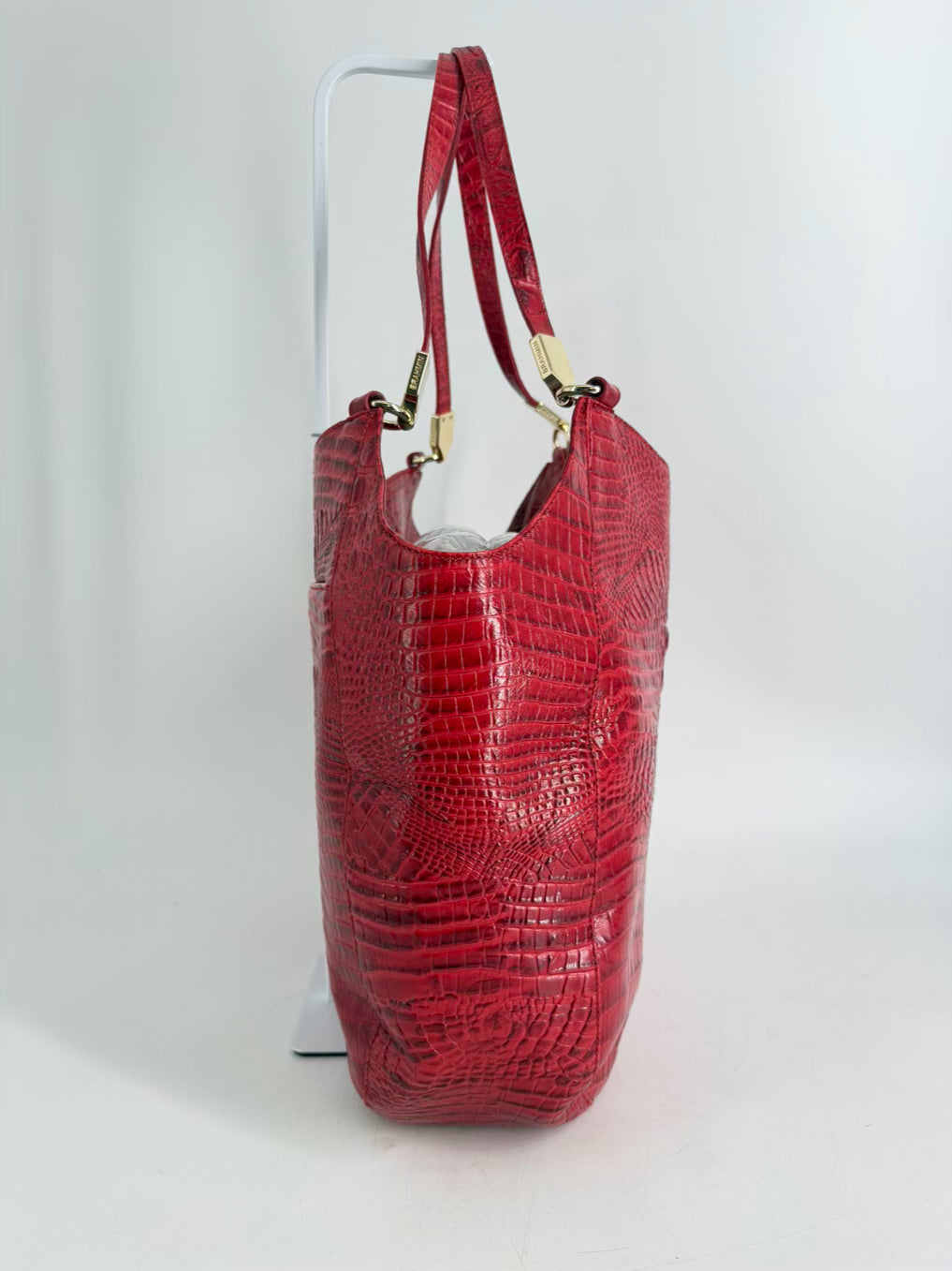 BRAHMIN Marianna Red Crocodile Embossed Melbourne Leather Tote