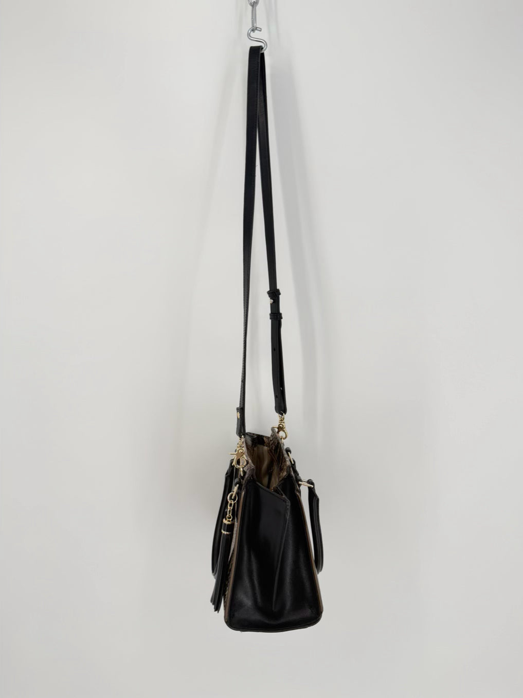 BRAHMIN Black & Brown Leather Embossed Purse