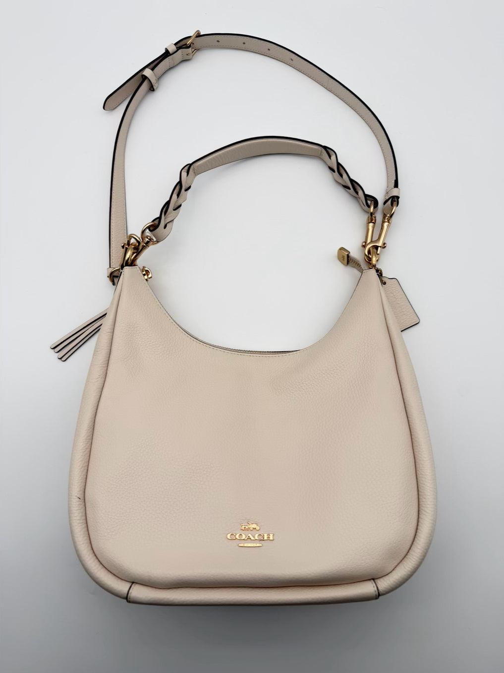 COACH Jules Cream Leather Hobo Bag