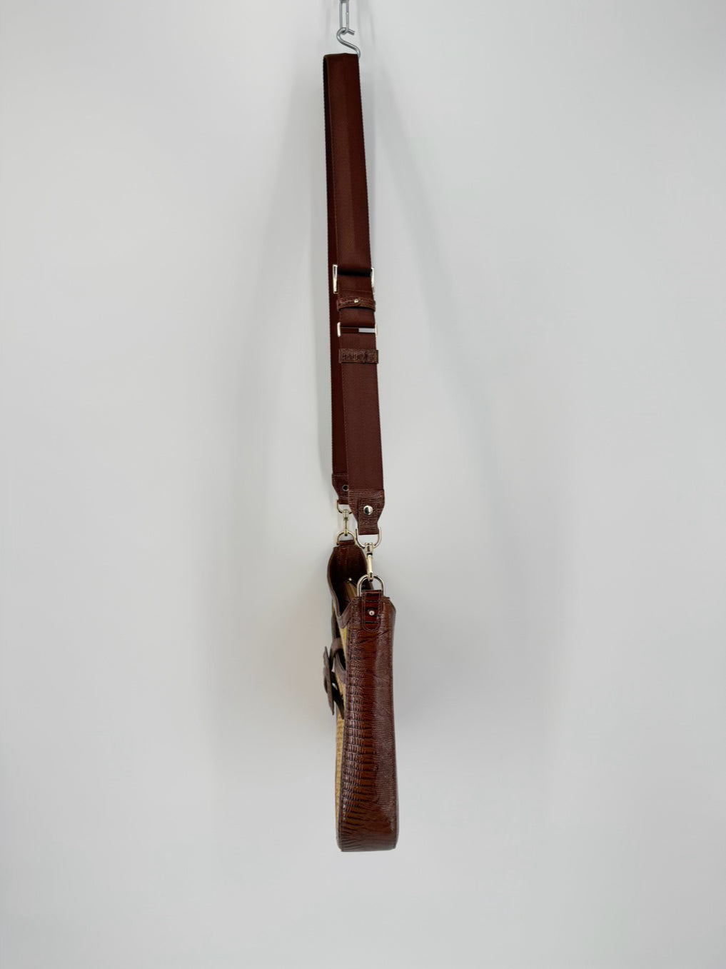 BRAHMIN Cognac & Natural Raffia & Leather Purse