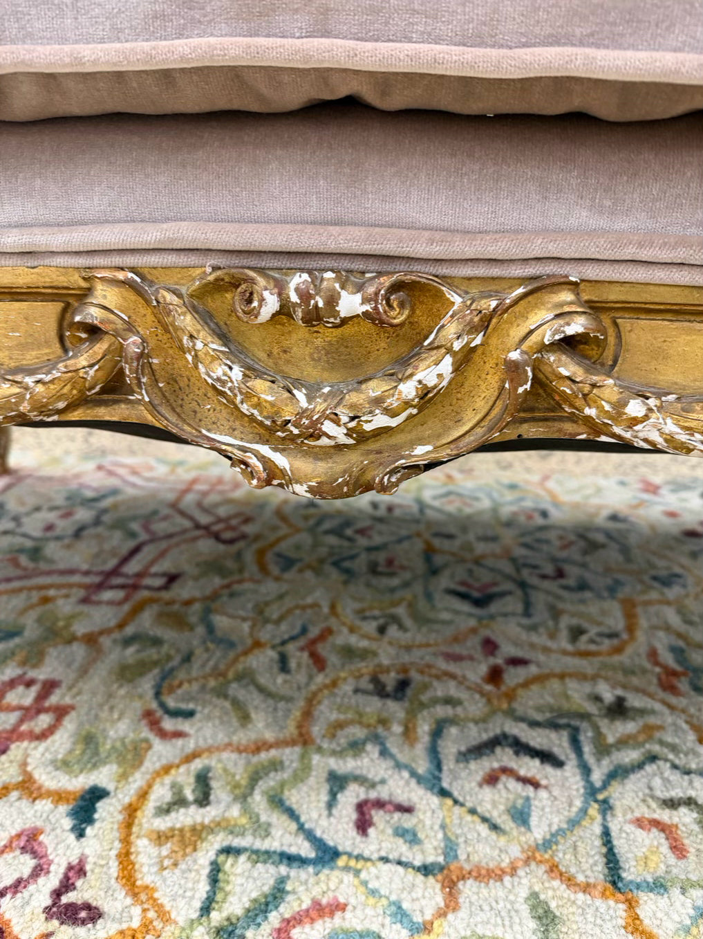 Gold French Louis XV Wood Carved Sofa