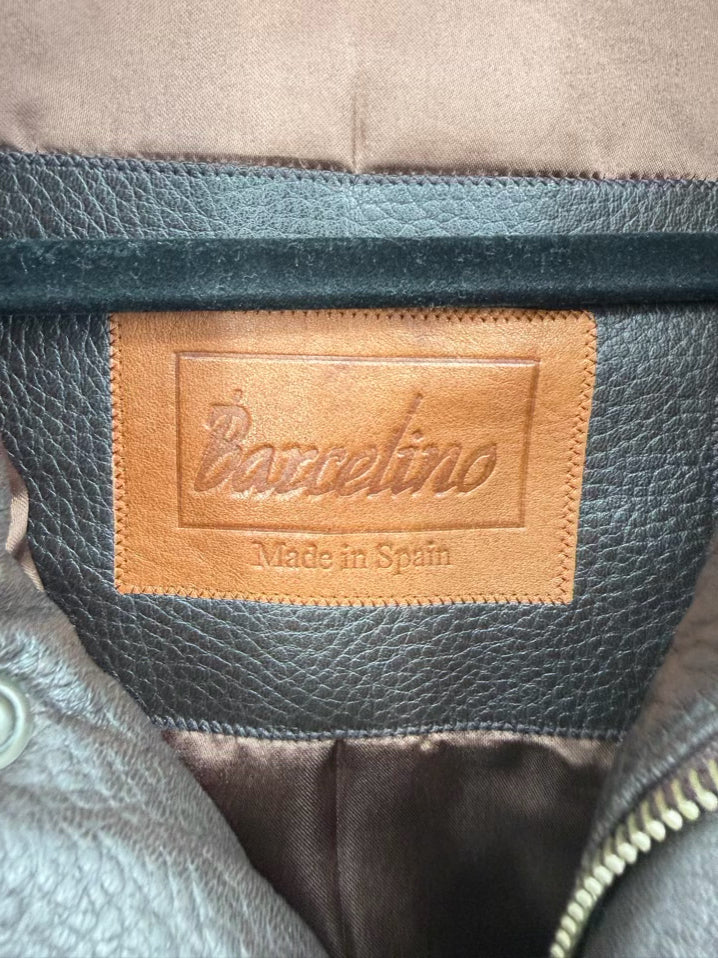 BARCELINO Men's Size 52 Dark Brown Leather Jacket