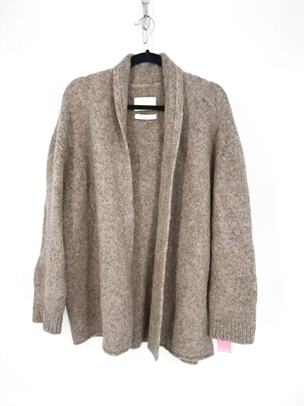 LAUREN MANOOGIAN Wmn's Size O/S Taupe Alpaca Blend Open Front Cardigan