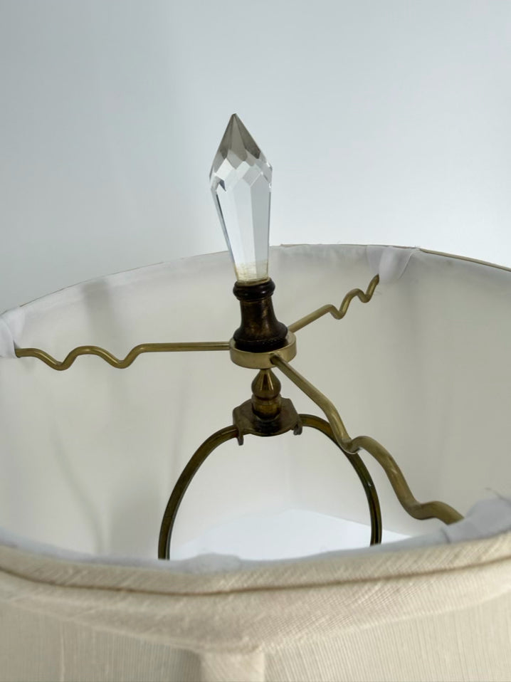VINTAGE Glass & Brass Column Lamp w/ Shade