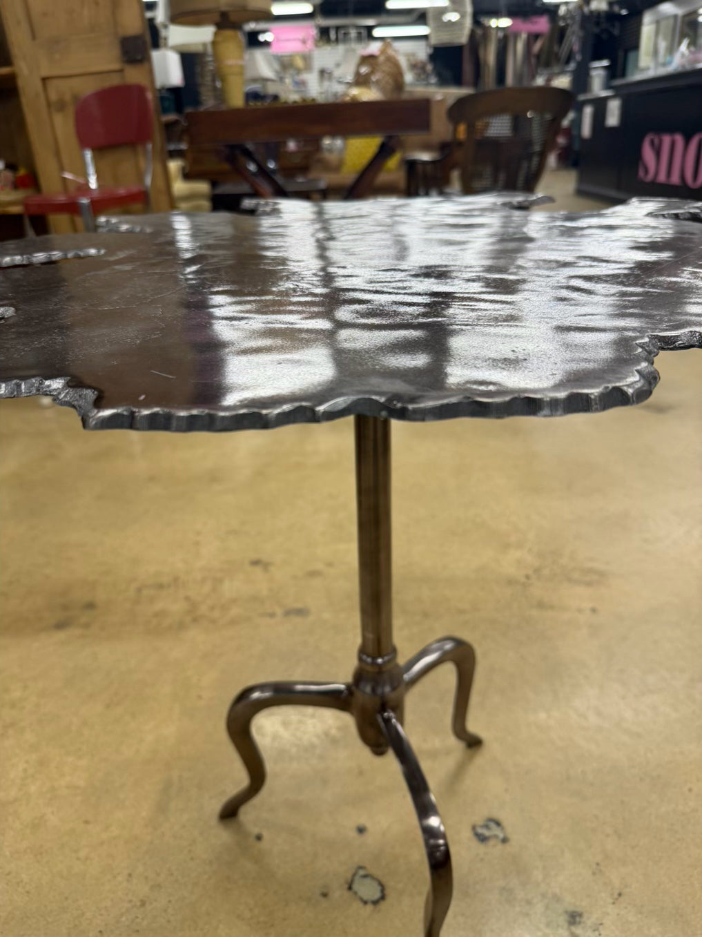 Silver Metal Occasional Table w/ Uneven edge