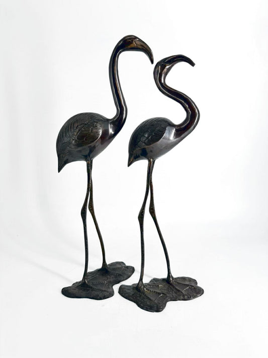 Gray Metal Pair Of Herons Figures