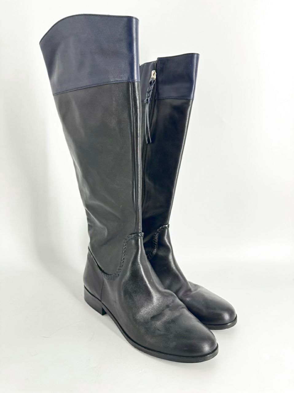 JACK ROGERS Size 8 Black & Navy Leather Boots