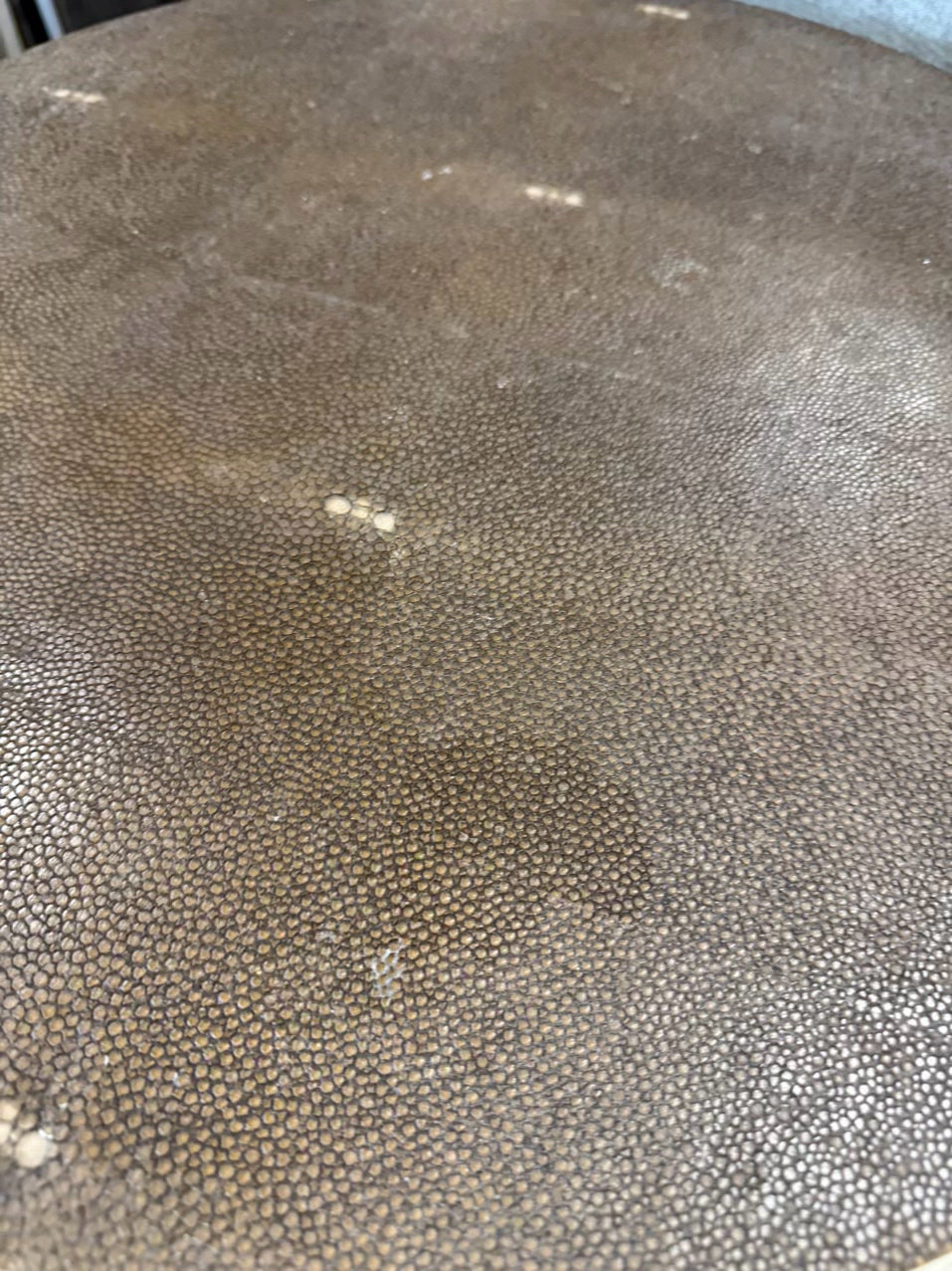 JULIAN CHICHESTER Brown & Silver Faux Shagreen 3-Tier Round Side Table