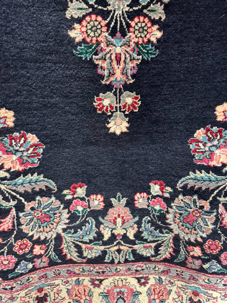 Black, Green & Pink Floral Oriental Area Rug