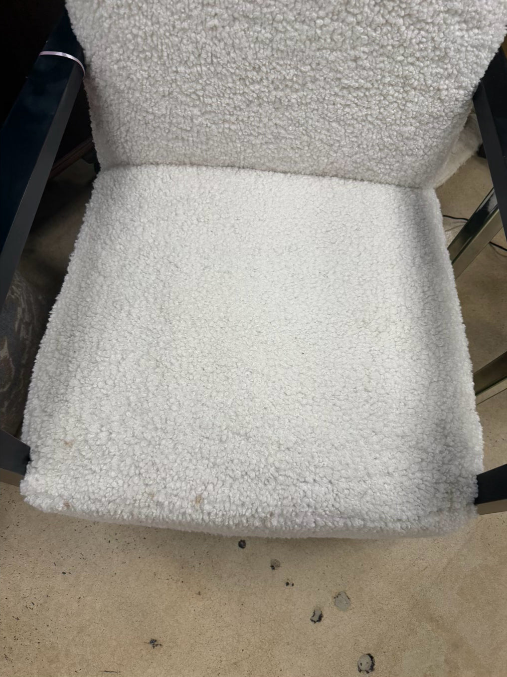 Ivory & Black Wood Faux Fur Chair