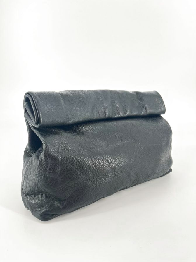 MARIE TURNOR Black Leather The Dinner Clutch