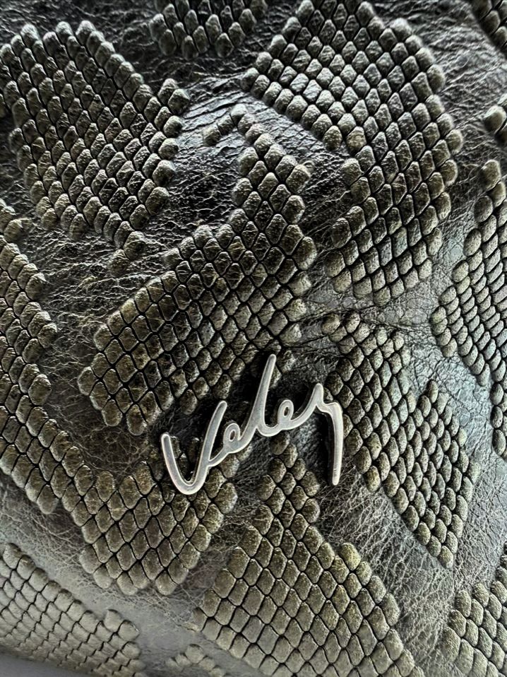 VELEZ Green Leather Embossed Purse