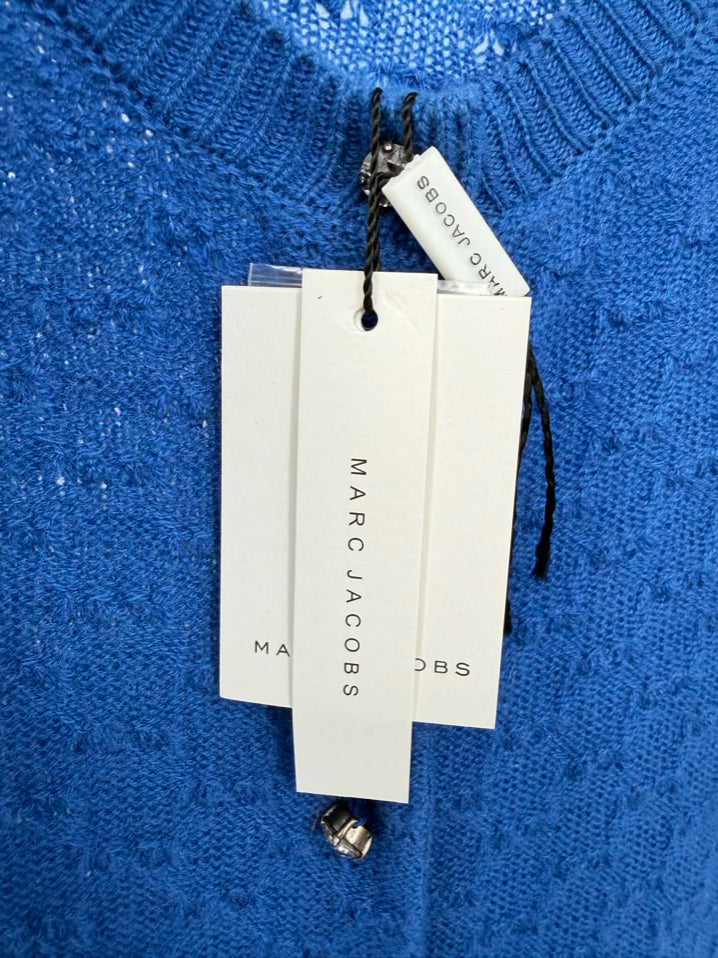 MARC JACOBS Wmn's Size M Blue Cashmere Rhinestone Detail Cardigan