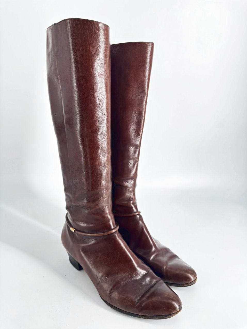 SALVATORE FERRAGAMO Size 9 Chestnut Leather Boots