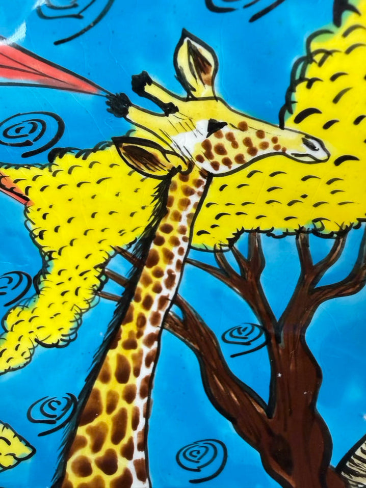 ZIMBABWE Multi Colored Hand Painted Animals Large Bowl