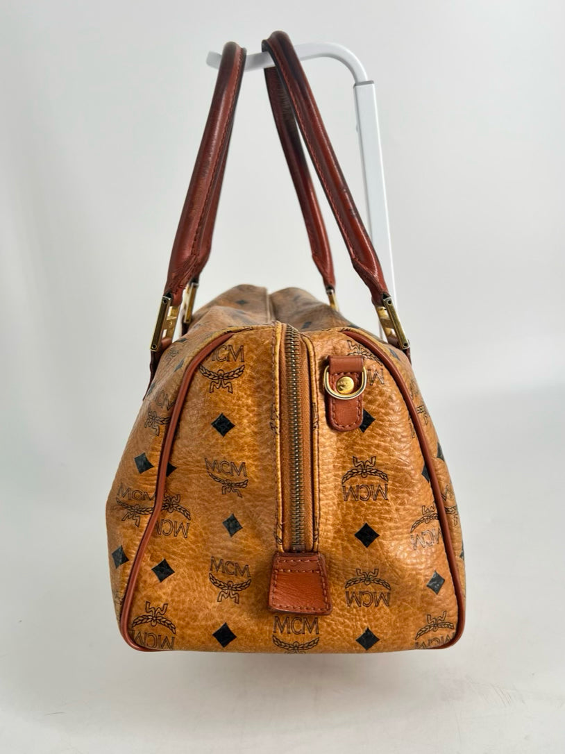 MCM Leather Cognac Monogram Purse