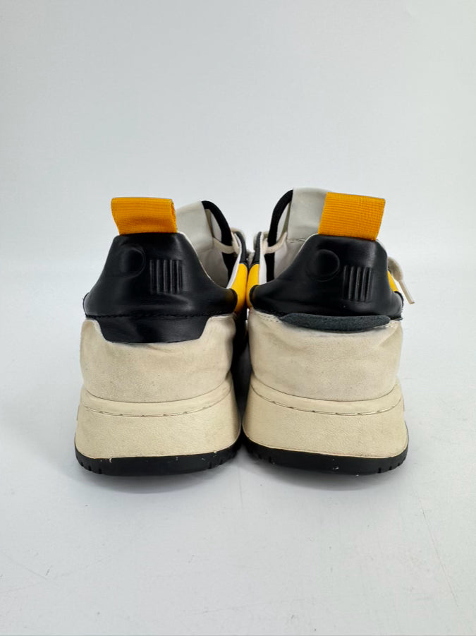 ONCEPT Size 10 White, Black & Yellow Leather Sneakers