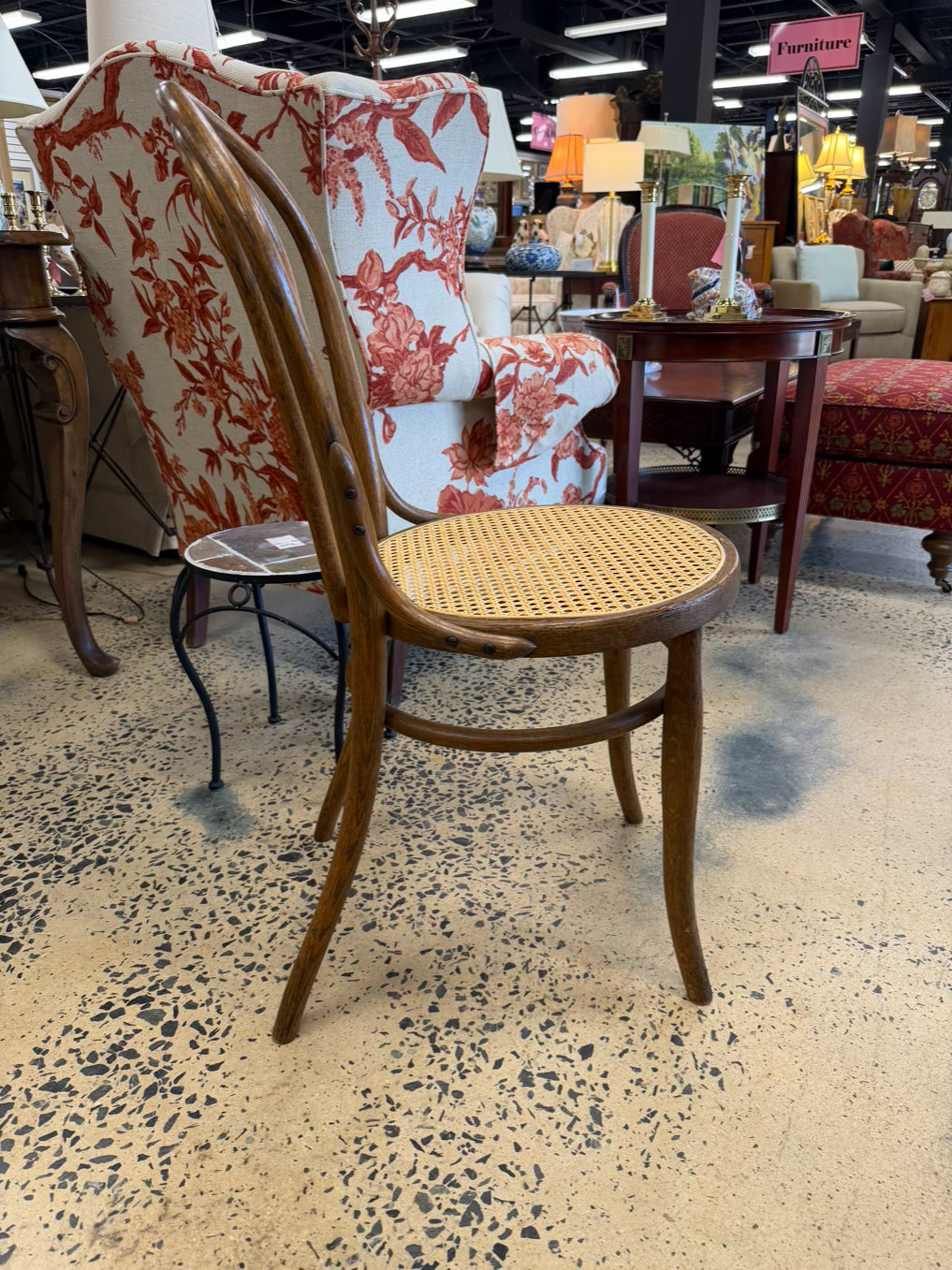 ANTIQUE Bentwood Wood Set of 4 Chairs w/ Cane Bottoms