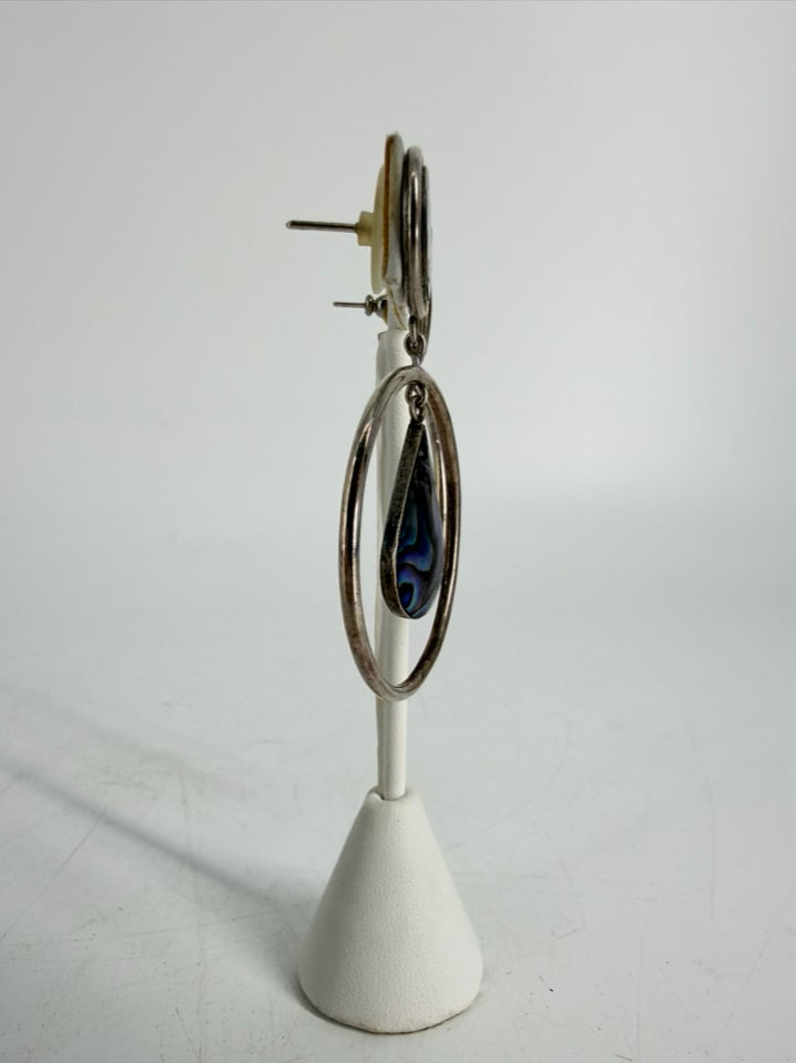 STERLING SILVER Abalone Shell Drop Earrings