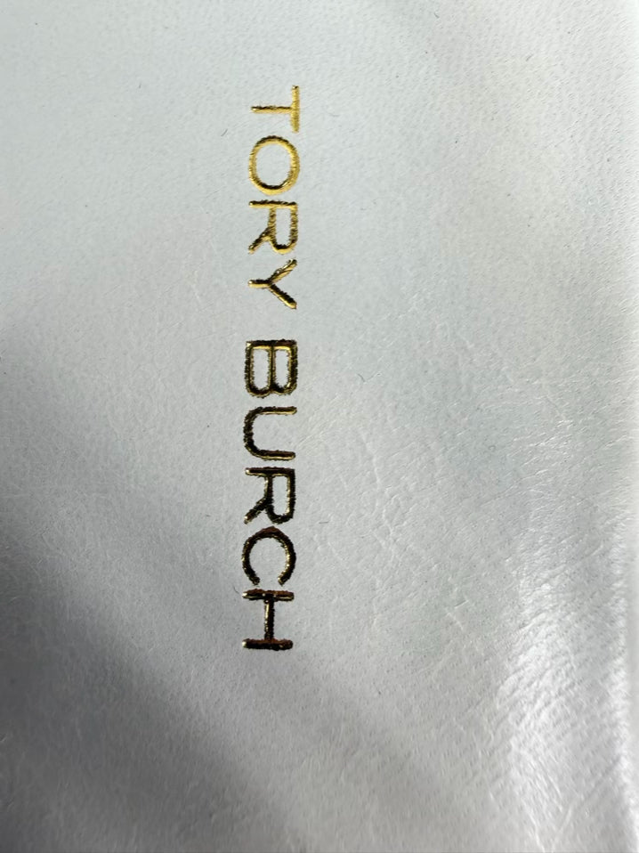 TORY BURCH Size 9 White & Brown Leather Sandals