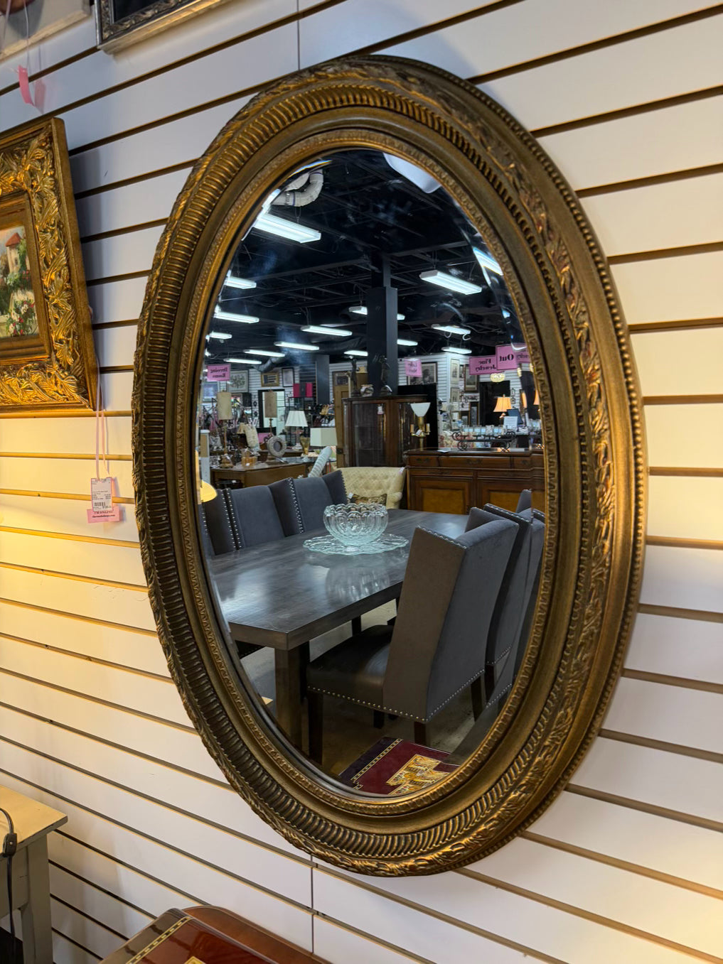 TIMELESS REFLECTIONS Gold Oval Beveled Mirror