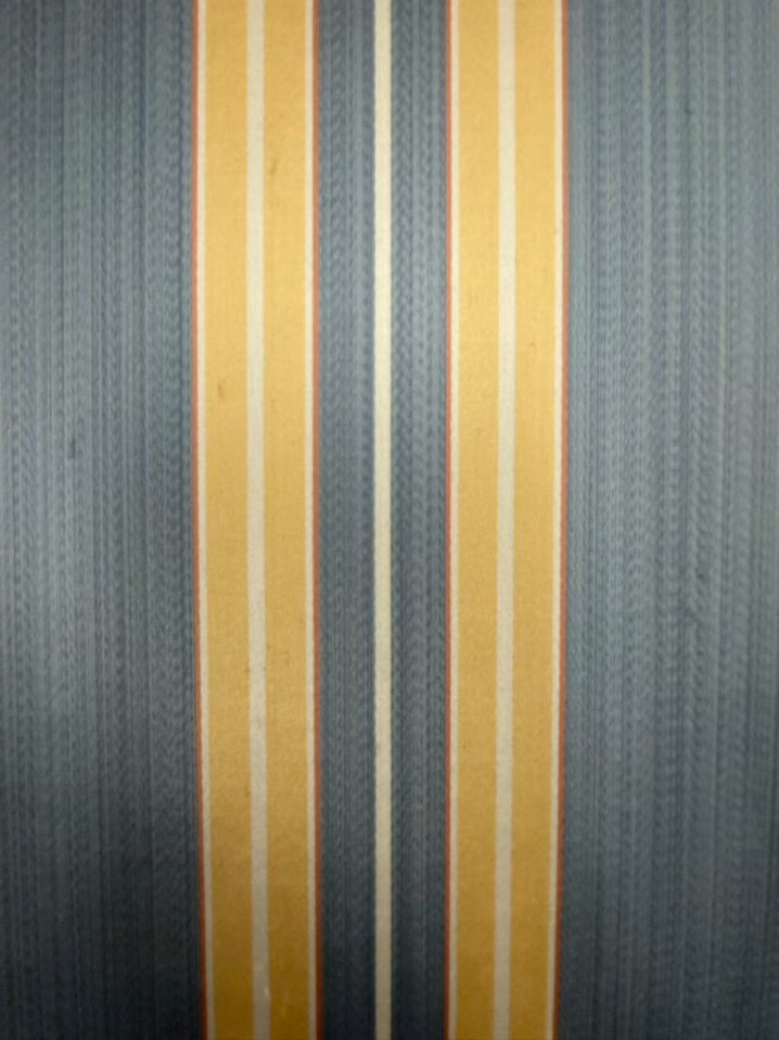 KINDEL MARTHA WASHINGTON Wood Chair w/ Blue & Yellow Stripe Fabric