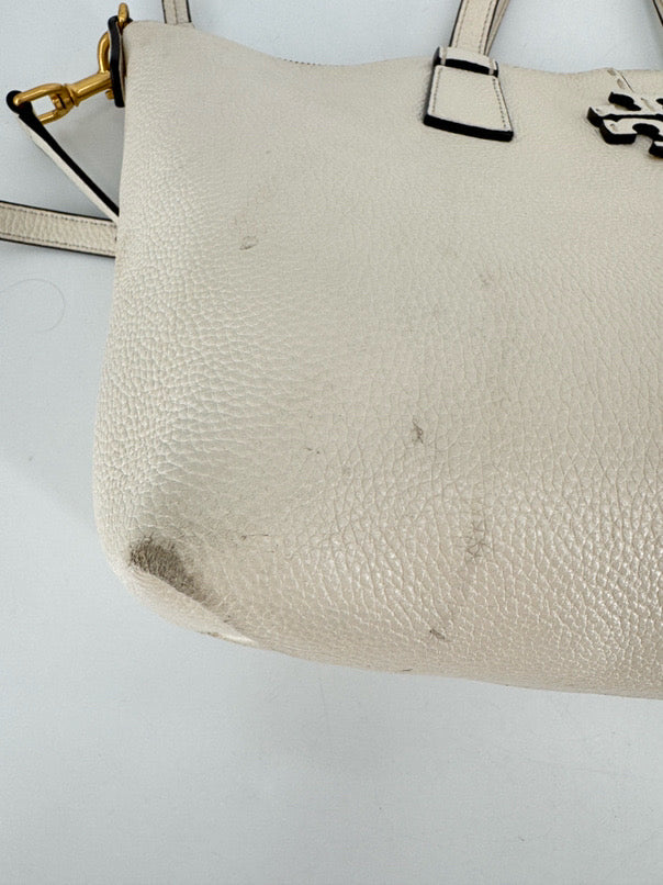 TORY BURCH Cream Leather Purse