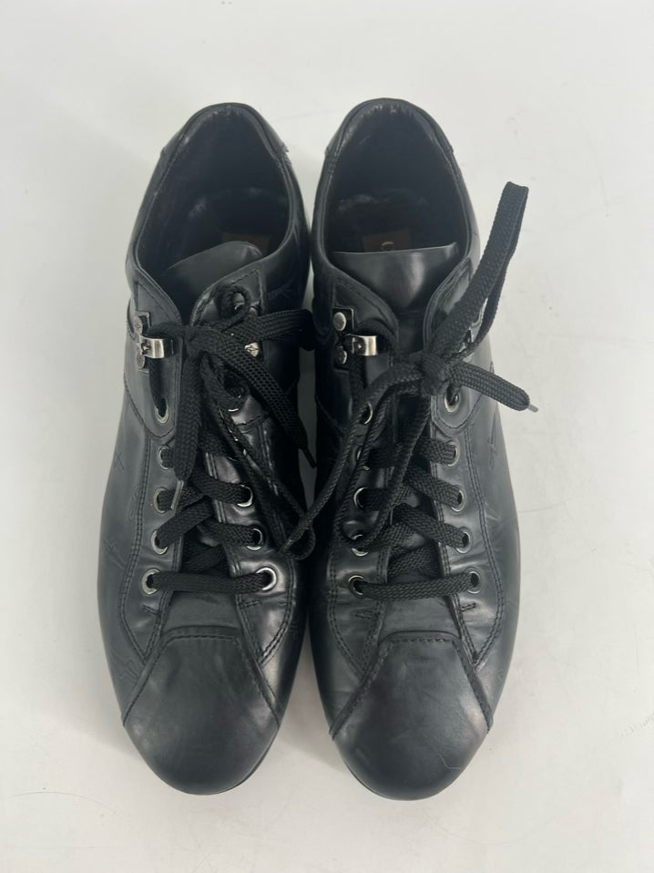 CESARE PACIOTTI Size 7 Black Leather Embossed Casual Shoes