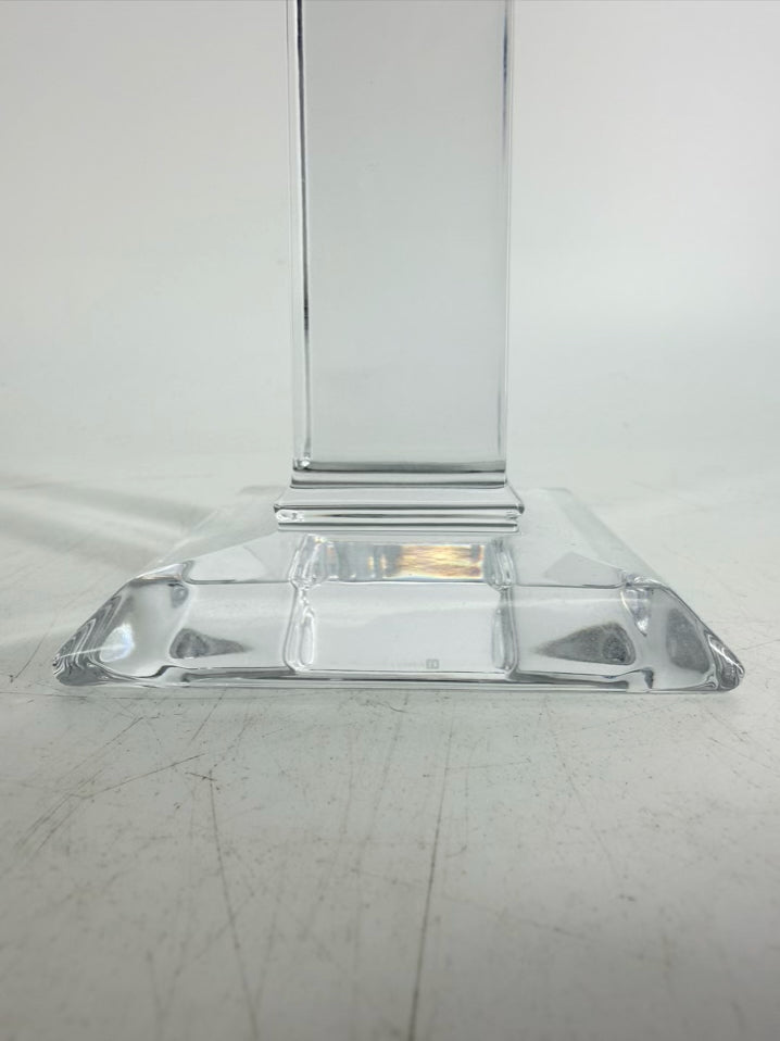 TIFFANY & CO. Clear Glass Tall Candleholder w/ Square Base