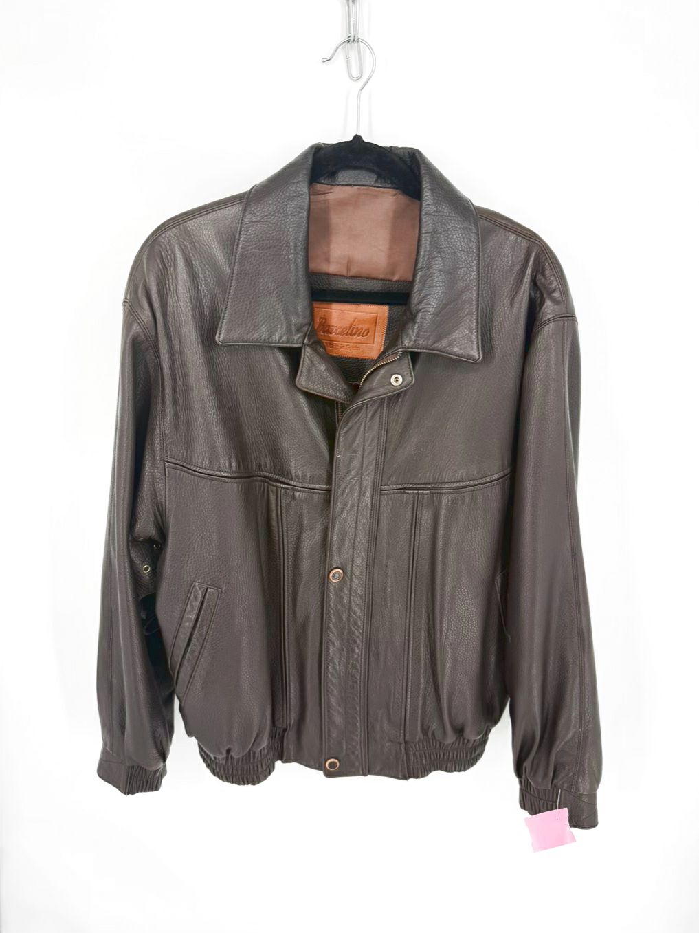 BARCELINO Men's Size 52 Dark Brown Leather Jacket