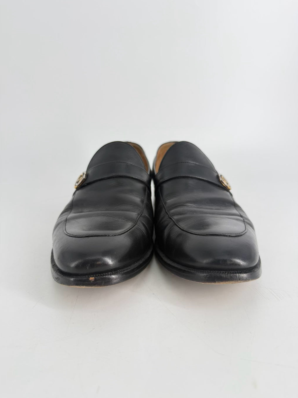 GUCCI Size 7 Black Leather Loafers