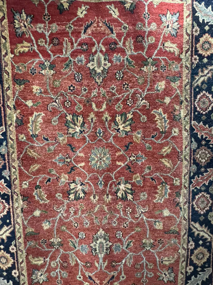 ETHAN ALLEN Red & Blue Mughal Kashan Area Rug