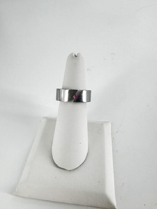 Titanium Pink Sapphire Tension Set Ring
