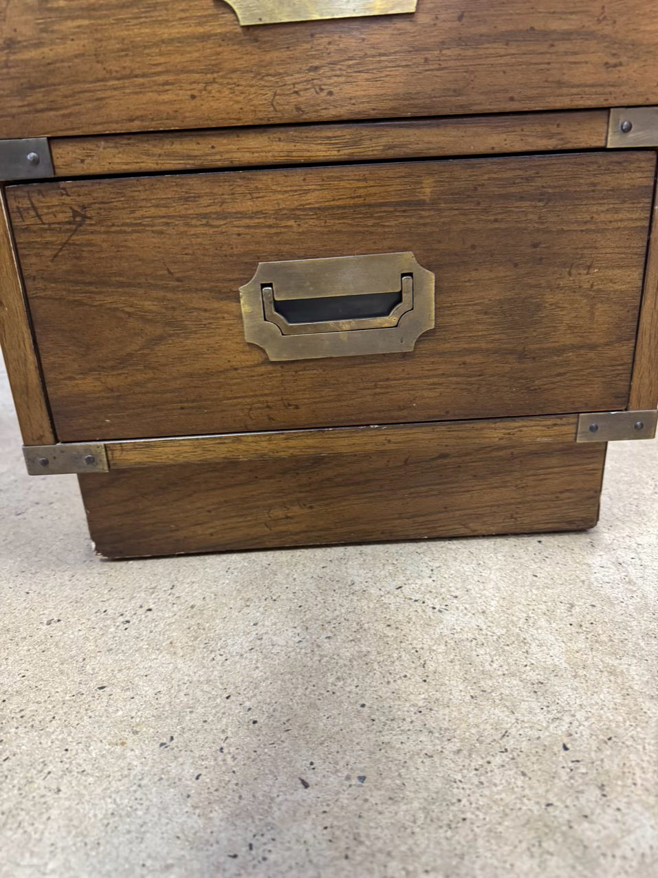 BERNHARDT Wood & Brass Campaign 9-Drawer Desk