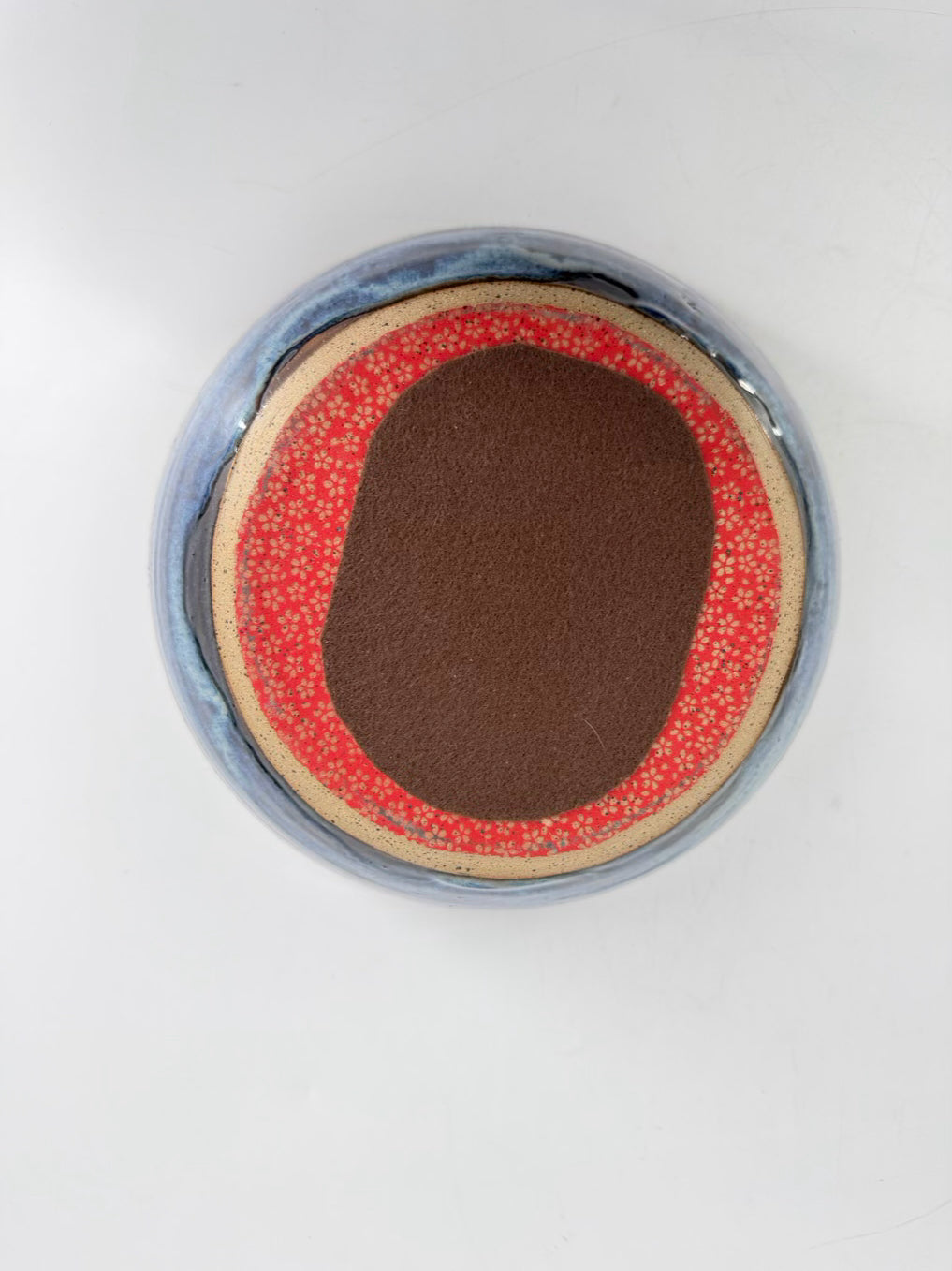LAKE LISMORE POTTERY Blue & Tan Pottery Bowl w/ Sheep