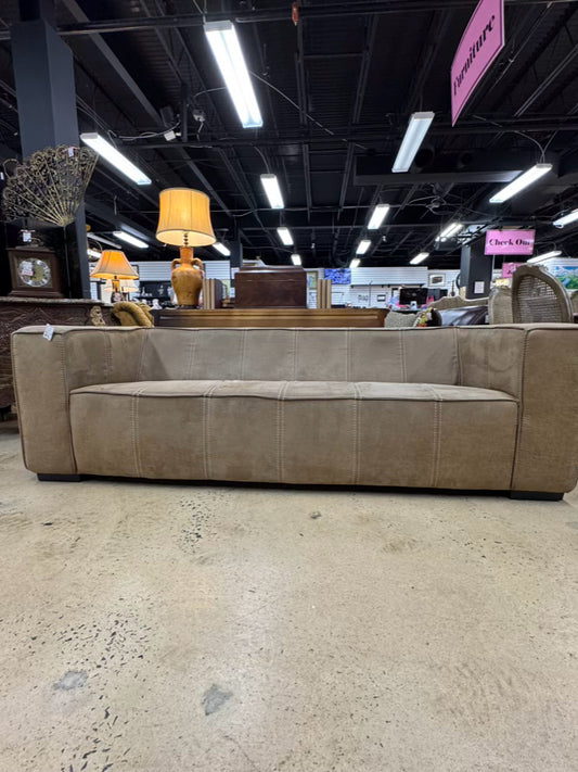 Beige Midcentury Modern Square Arm Sofa