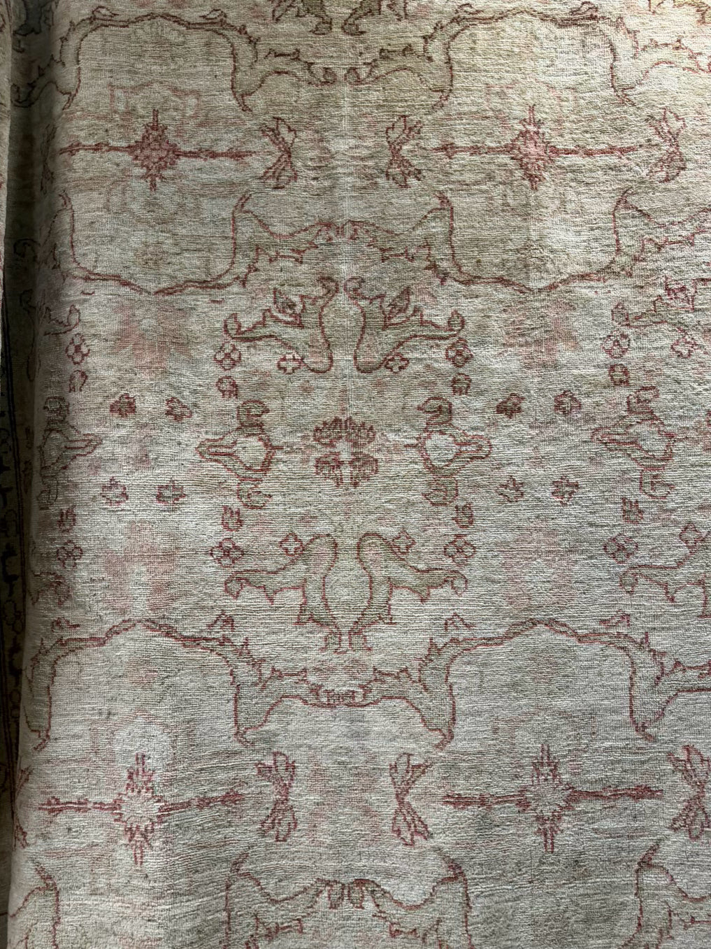 TURKISH Cream & Salmon Handmade Oushak Wool Area Rug