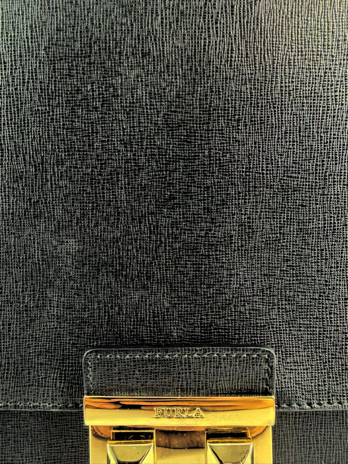 FURLA Bella Black Leather Top Handle Bag