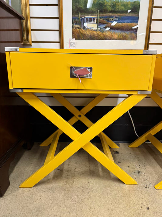Yellow Wood End Table