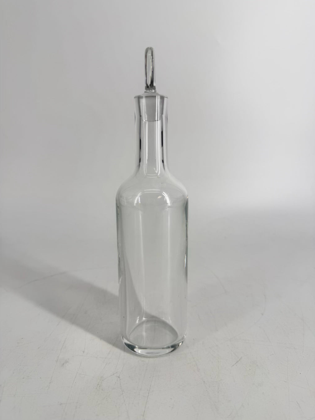 BACCARAT Clear Glass Bottle w/ Circular Stopper