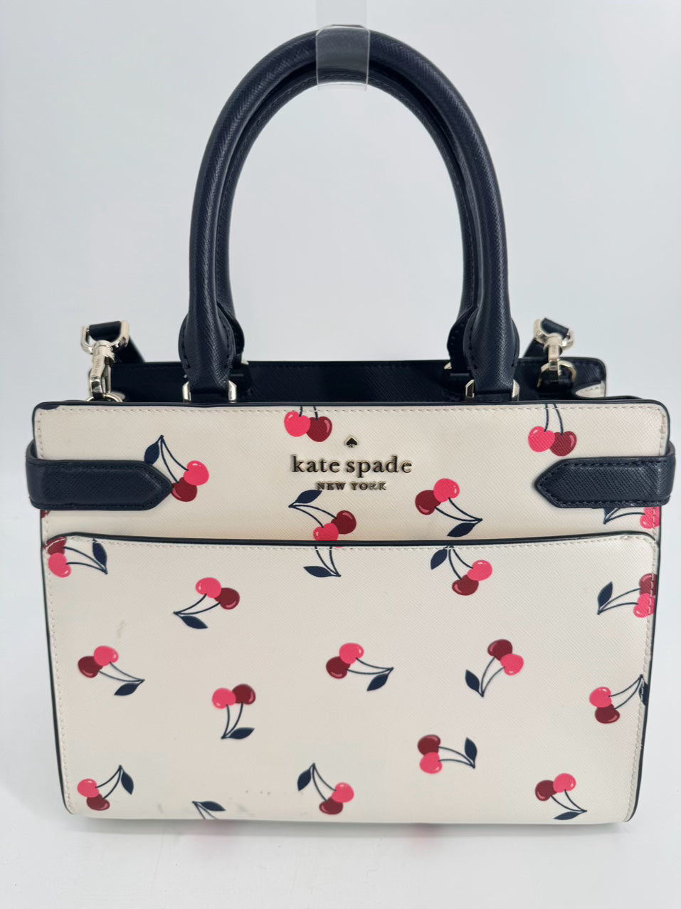 KATE SPADE Cream, Pink & Blue Leather Cherries Purse