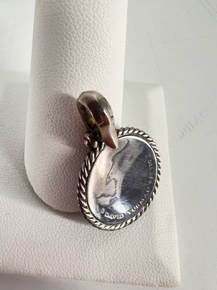 DAVID YURMAN STERLING SILVER & PAVE DIAMONDS 18K Round Moon & Star Pendant