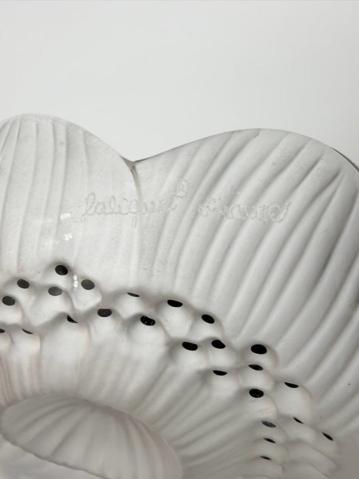 SIGNED LALIQUE Frosted Glass Anemone Candle Holders