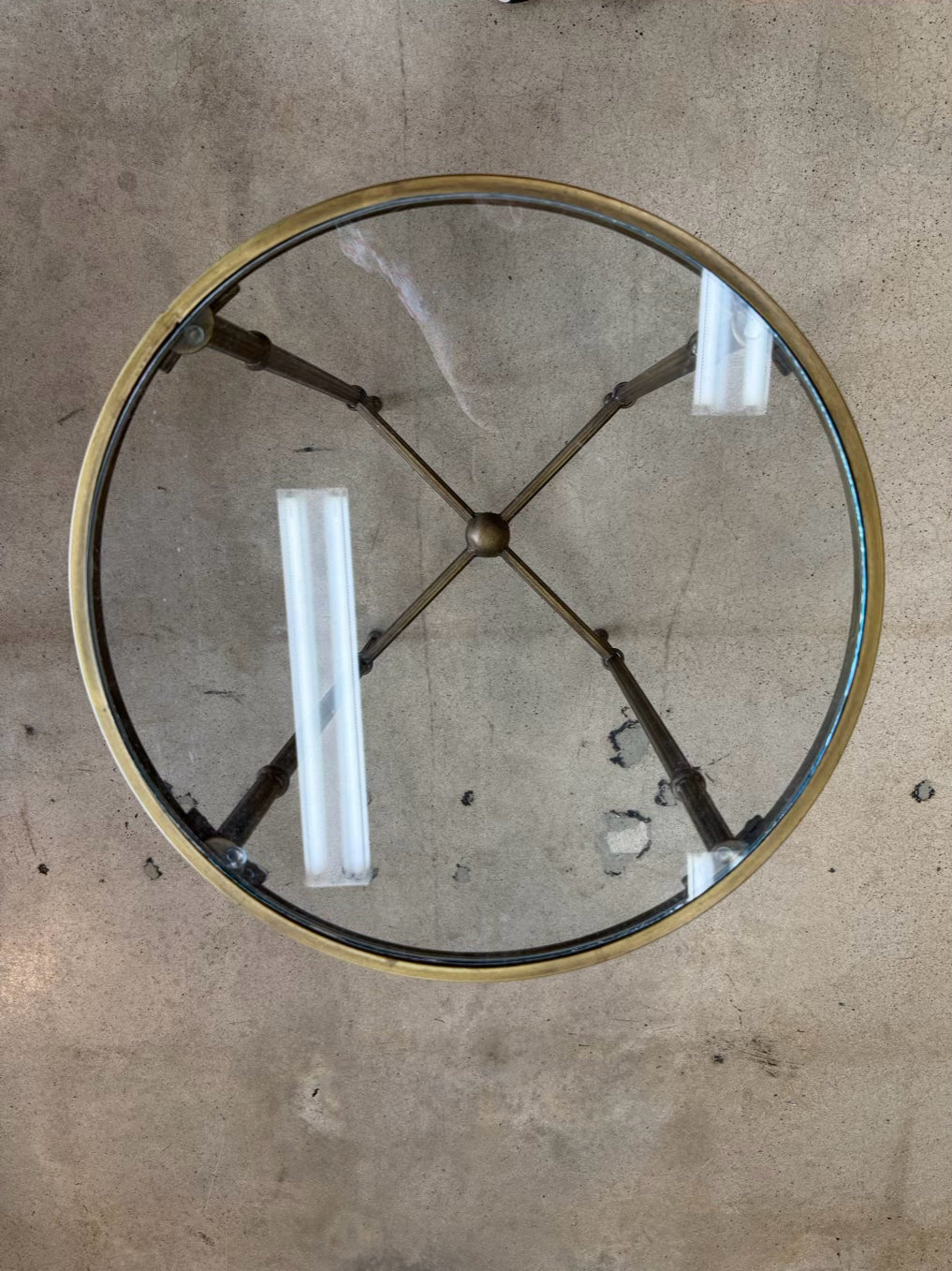 Gold & Clear Metal & Glass Round Occasional Table