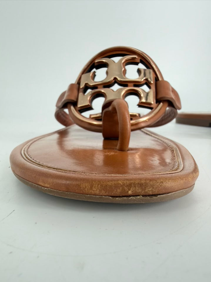 TORY BURCH Size 9 Cognac Monogram Sandals