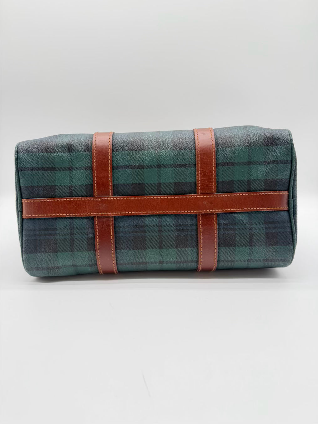 POLO RALPH LAUREN Blue & Green Coated Canvas Plaid Purse