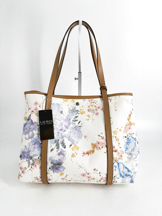 LAUREN RALPH LARUEN Emerie Canvas Watercolor Floral Tote Bag NWT